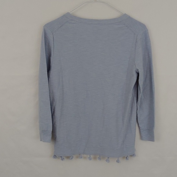 J Crew Blue Long Sleeve Tassels On Bottom Size XXS - Picture 4 of 5